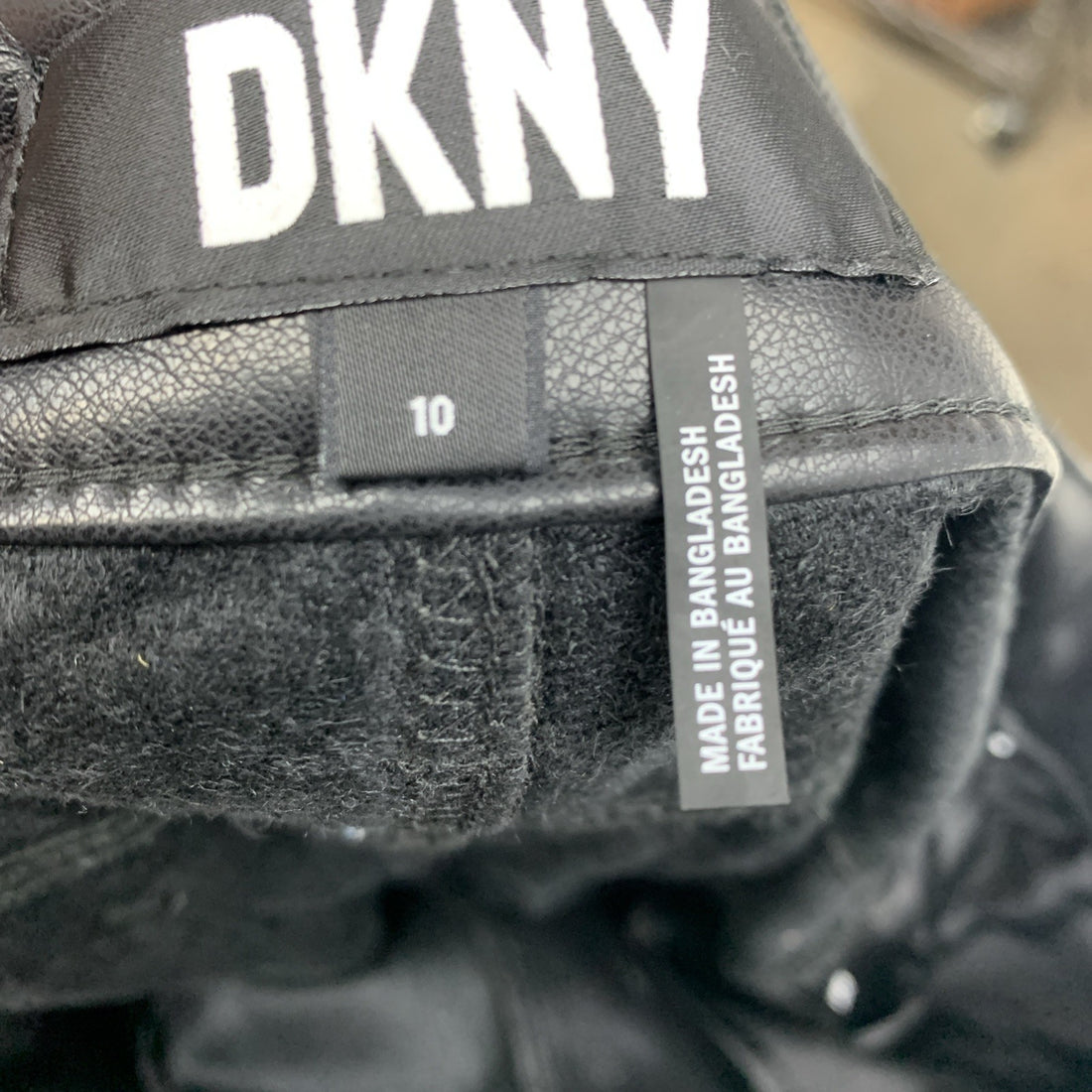 DKNY Black Women’s Soft Faux Leather Mini Boot Flare Long Pants Size 10 Black
