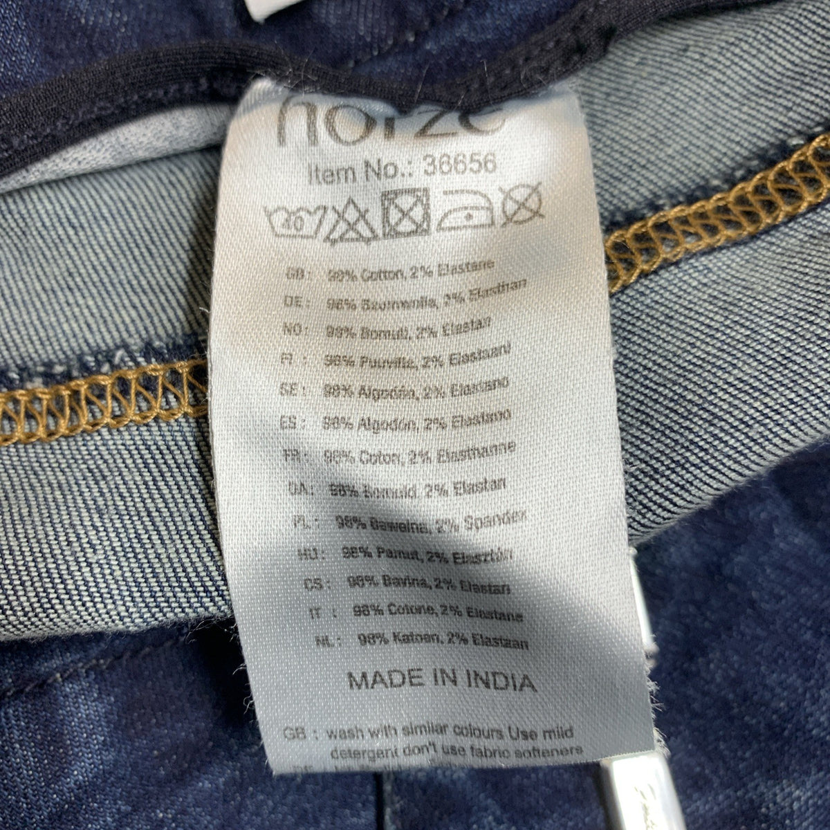 Horze Kaia Womens High Waist Denim Silicone Full Seat Breeches Dark Blue Size 32
