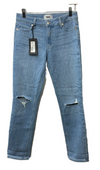 Paige Brigitte Mid Rise Boyfriend Cropped Jeans Pants Destructed Light Wash 24