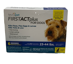 TevraPet First Act Plus for Dogs 23-44 lbs 6 Month Supply Flea Egg Larvae Ticks