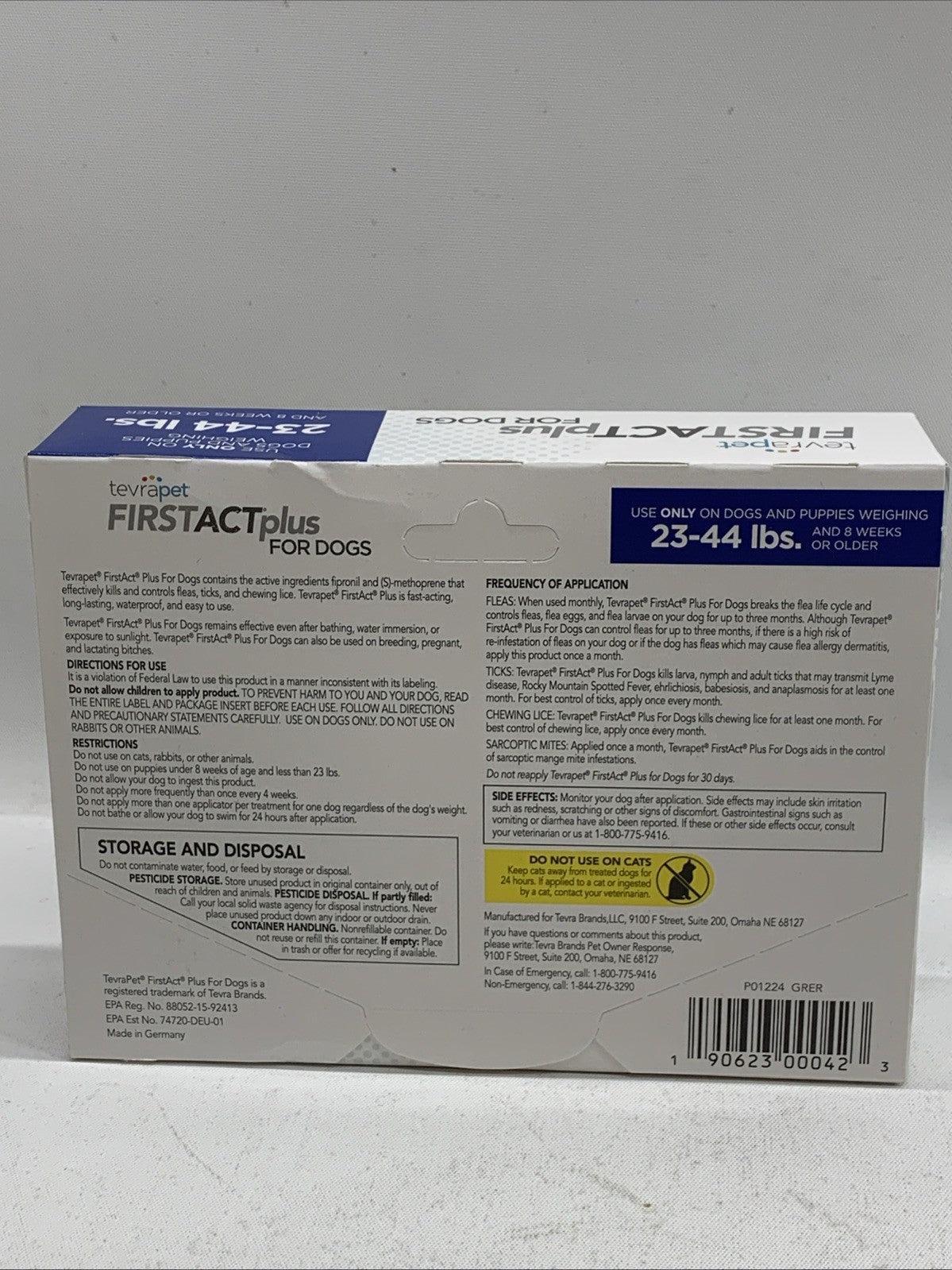 TevraPet First Act Plus for Dogs 23-44 lbs 6 Month Supply Flea Egg Larvae Ticks