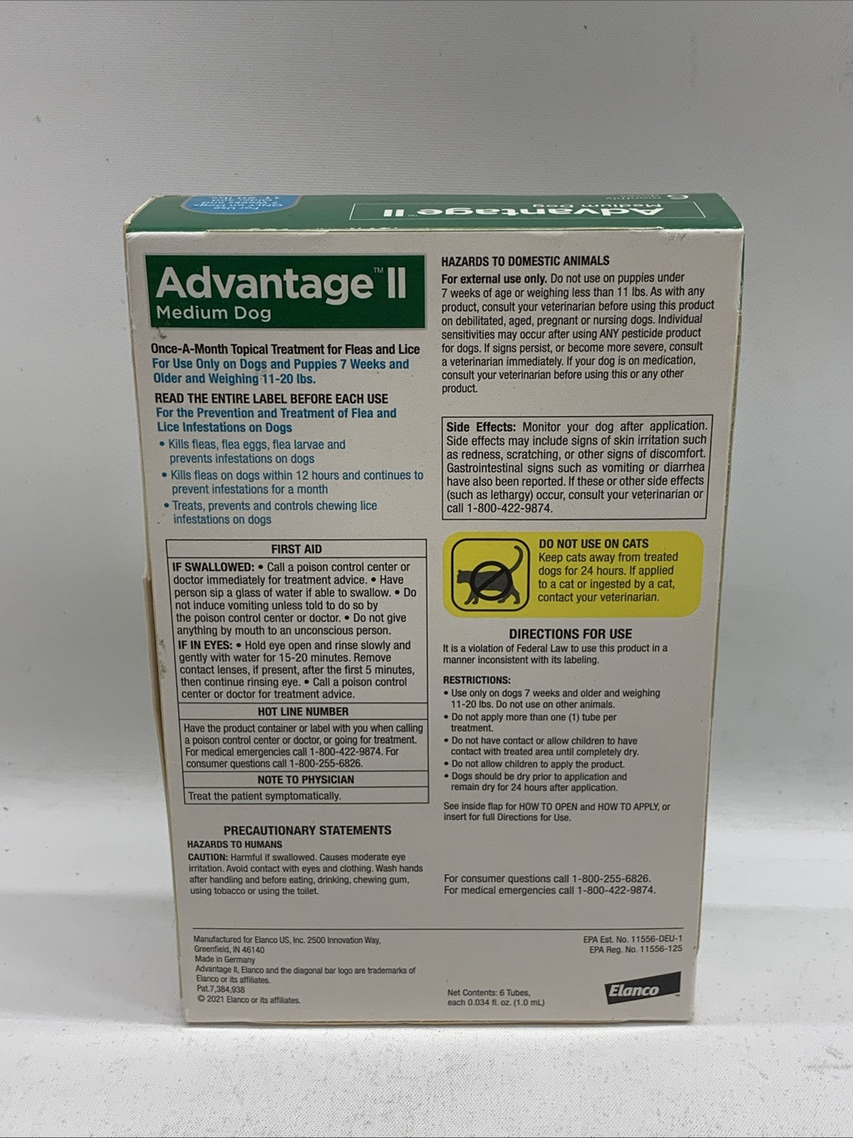 Elanco Advantage II Flea Control for Dogs And Puppies 11-20 lbs 6 Month Supply