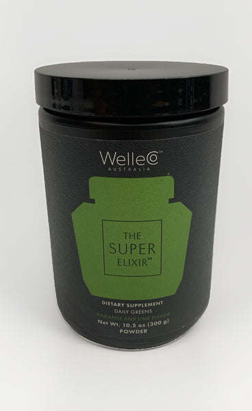 WelleCo Super Elixir Greens Powder Supplement Pineapple/Lime 10.5oz EXP 2/27