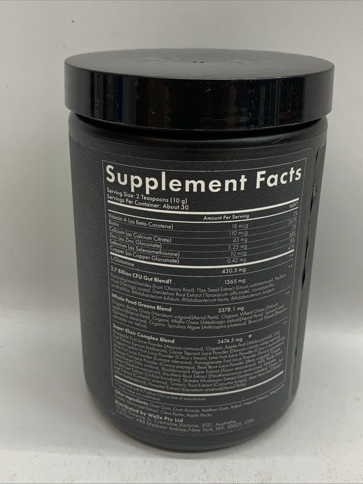 WelleCo Super Elixir Greens Powder Supplement Pineapple/Lime 10.5oz EXP 2/27