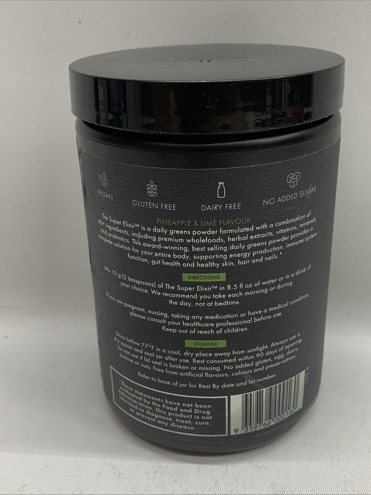 WelleCo Super Elixir Greens Powder Supplement Pineapple/Lime 10.5oz EXP 2/27