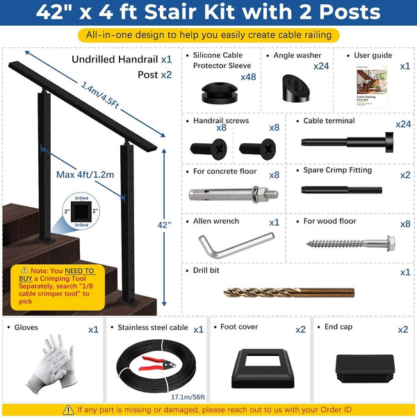 Complete 33 Drilled Cable Railing System 42