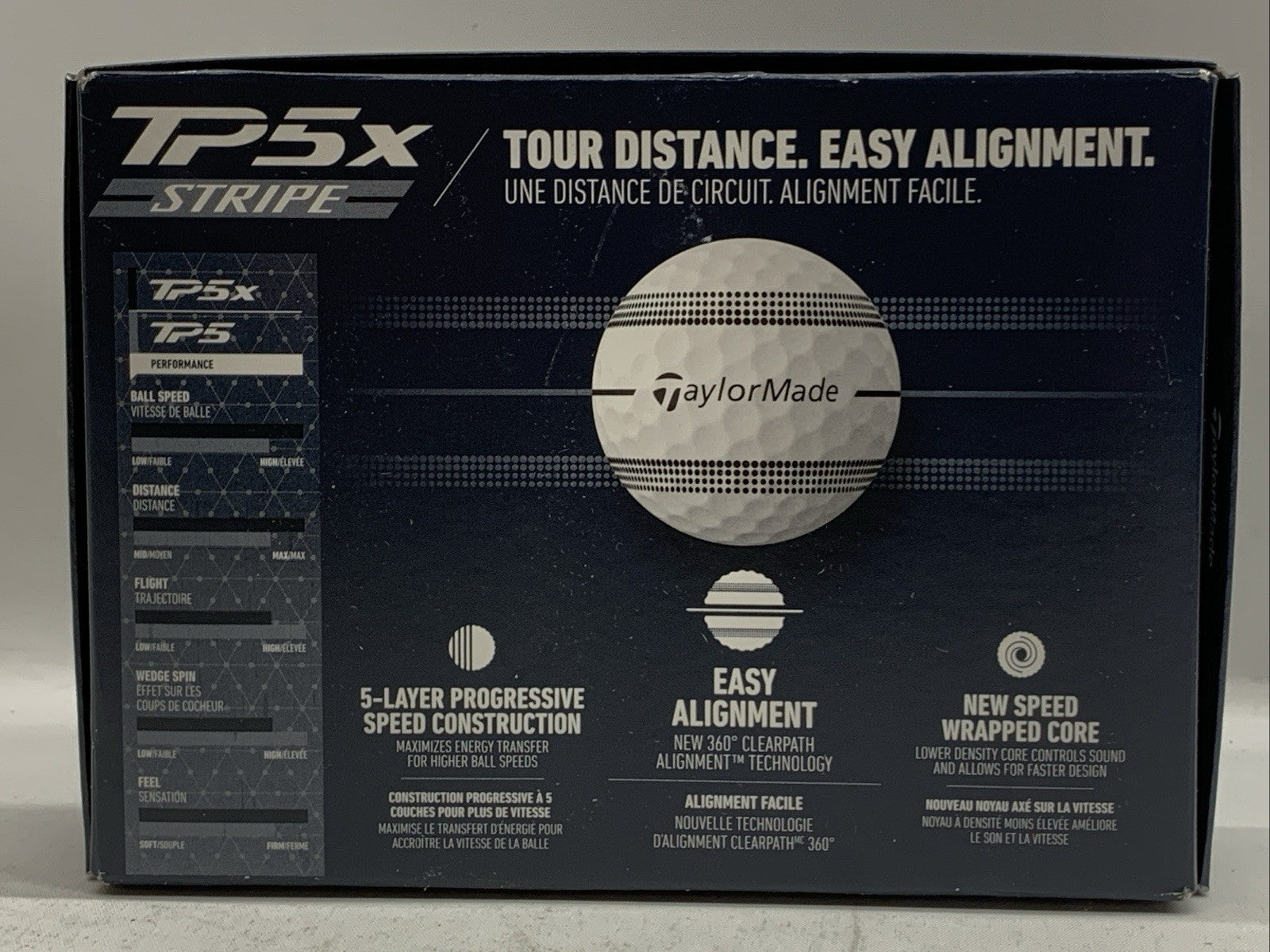 TaylorMade TP5X Stripe Golf Balls 360 Clearpath Alignment 5 Layer - 12 Pack