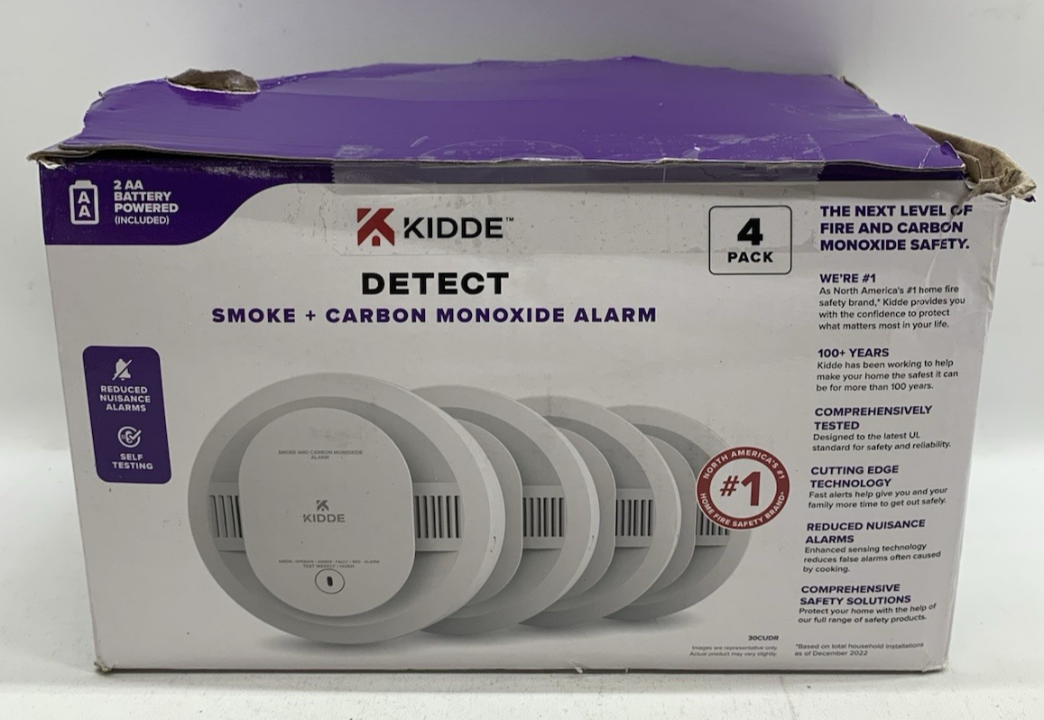 Kidde Smoke & Carbon Monoxide Detectors AA Battery Powered Model 30CUDR (4 Pack)