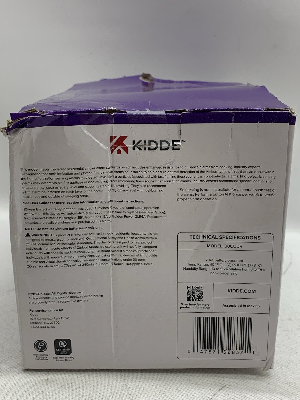 Kidde Smoke & Carbon Monoxide Detectors AA Battery Powered Model 30CUDR (4 Pack)