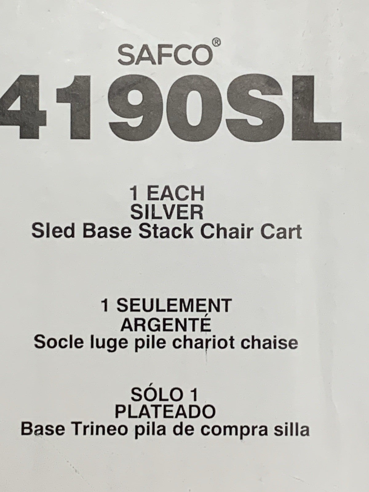 Safco 4190SL Sled Base Stack Chair Cart for use with Veer and Vy Stack Chairs