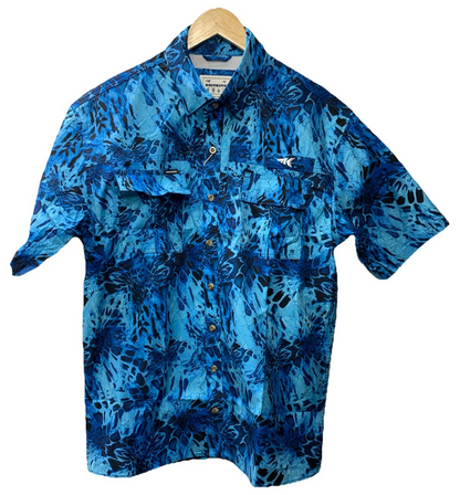 Kastking Men’s Rekon Fishing Shirt Short Sleeve Shoreline Size M Collared Neck