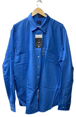 Van Heusen Men's Long Sleeve Dress Shirt Regular Fit Poplin Solid Size 2XL Blue