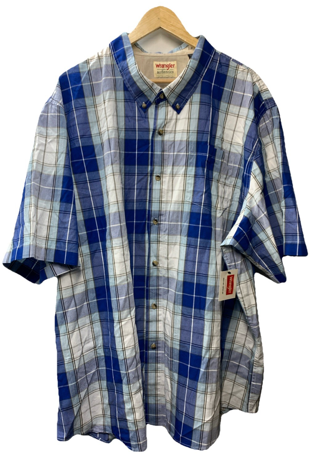 Wrangler Authentics Men's Short Sleeve Classic Plaid Woven Shirt Size 3XL/3TG