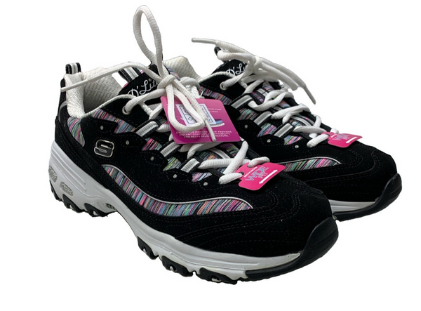 Skechers Women's D'Lites Interlude Memory Foam Sneaker 11978W/BK Sz 10 Wide Fit