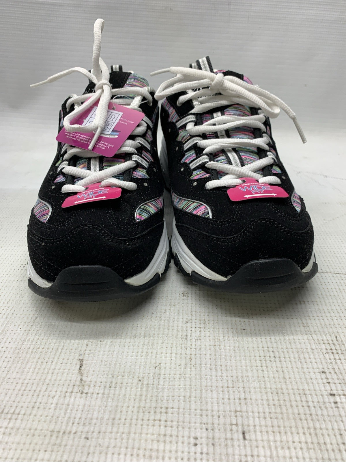 Skechers Women's D'Lites Interlude Memory Foam Sneaker 11978W/BK Sz 10 Wide Fit
