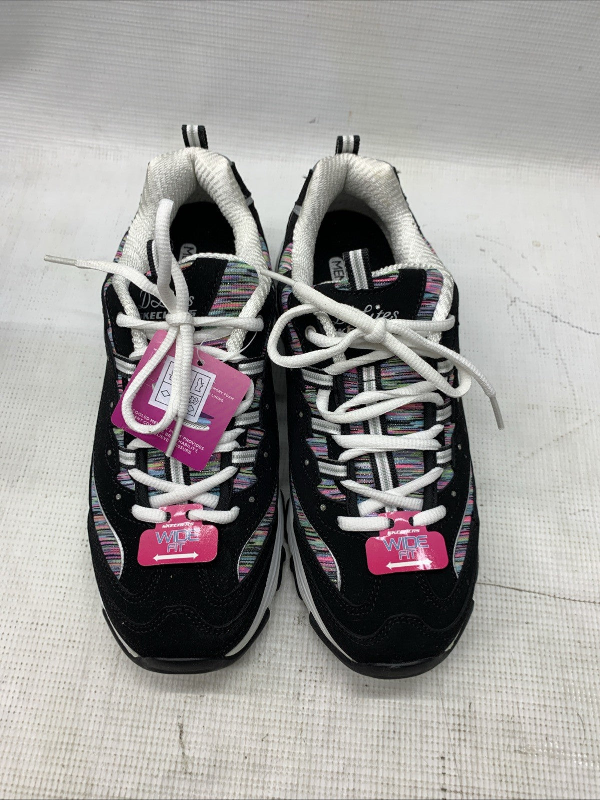 Skechers Women's D'Lites Interlude Memory Foam Sneaker 11978W/BK Sz 10 Wide Fit