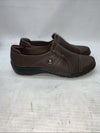 Women's Clarks Collection Cora Poppy Shoes Dark Brown Tumbled Pull-on Size 10