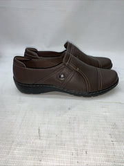 Women's Clarks Collection Cora Poppy Shoes Dark Brown Tumbled Pull-on Size 10