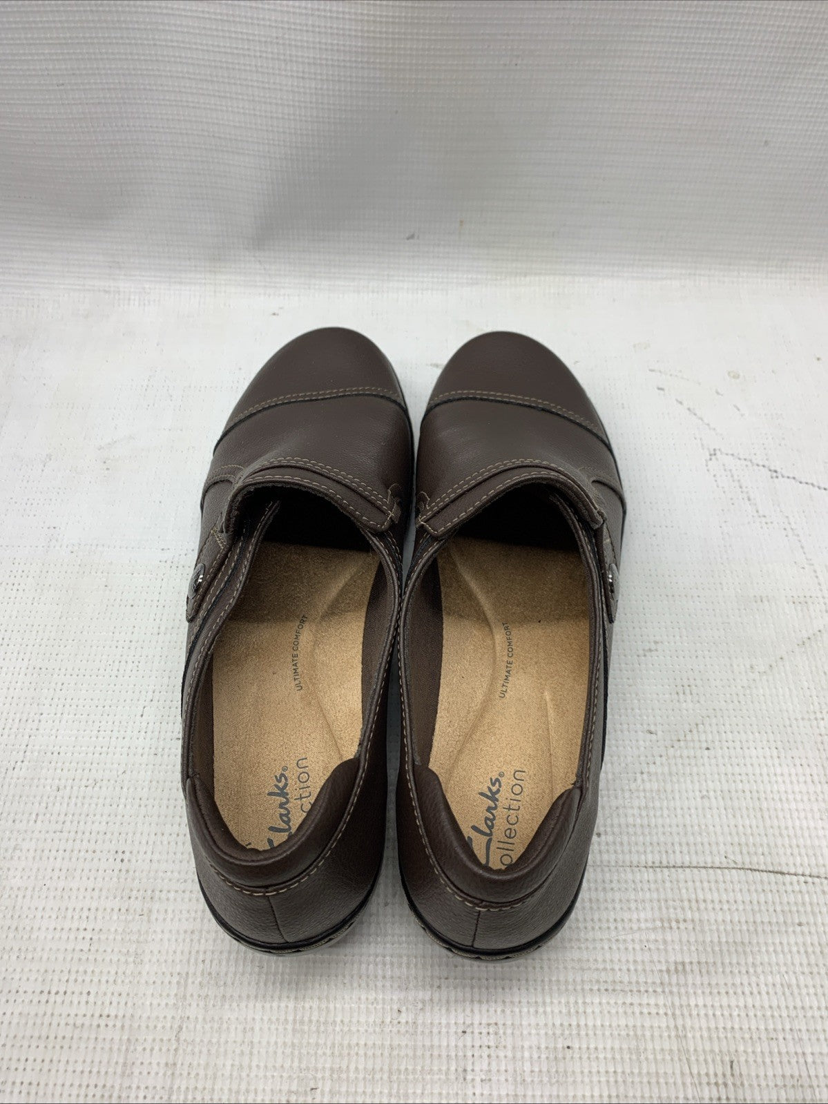 Women's Clarks Collection Cora Poppy Shoes Dark Brown Tumbled Pull-on Size 10