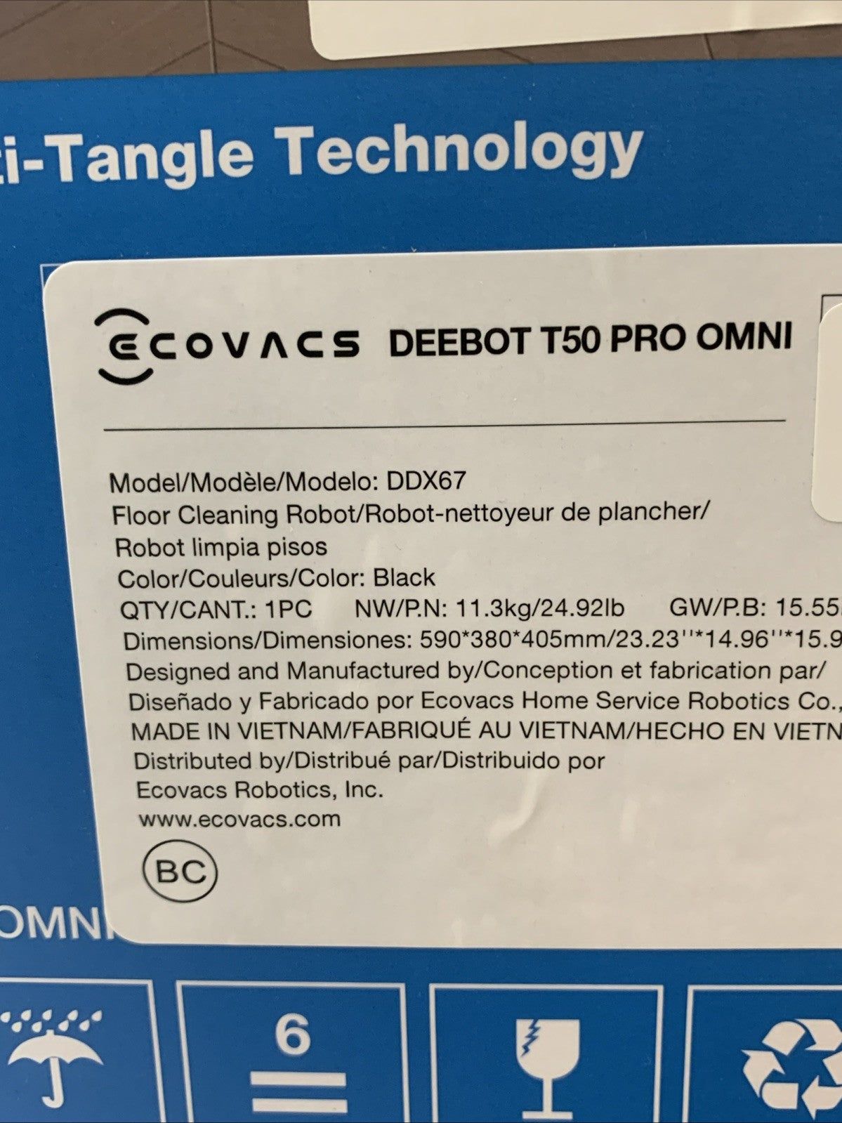 ECOVACS DEEBOT T50 PRO Omni Robot Vacuum & Mop 3.19” Ultra-Slim 15,000Pa Suction