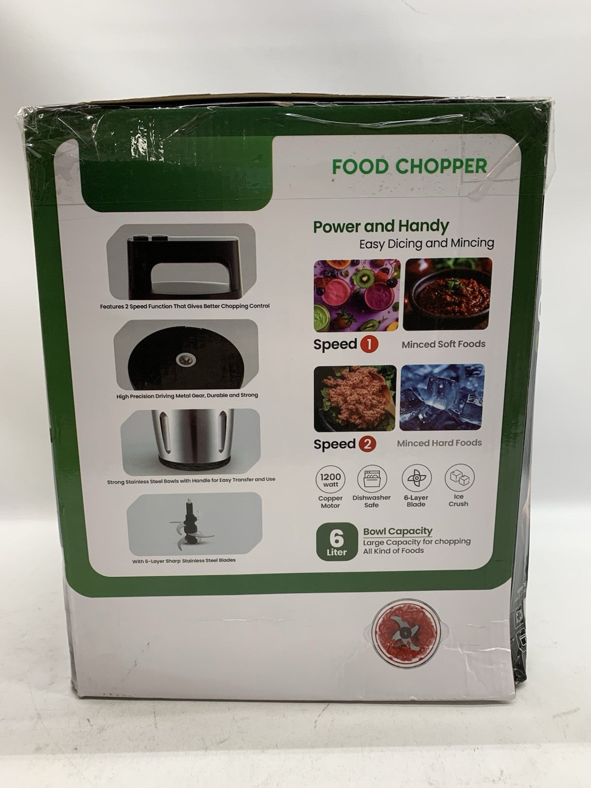 GYQTGO Food Processor Large Capacity 6L Electric Grinder for Frozen Meat, Veggie