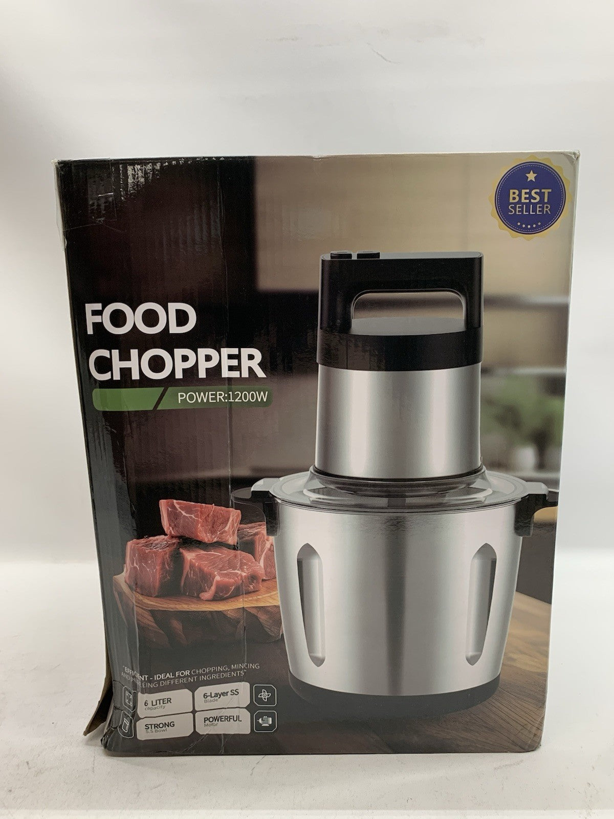 GYQTGO Food Processor Large Capacity 6L Electric Grinder for Frozen Meat, Veggie