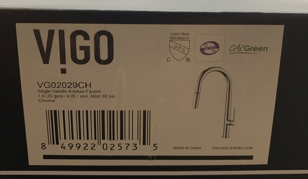 Vigo VG02029CH Greenwich 1.8GPM Single-Handle Pull-Down Sprayer Kitchen Faucet
