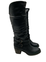 Journee Women’s Late Riding Collection Buckle Black Tall Boot Round Toe Size 10M