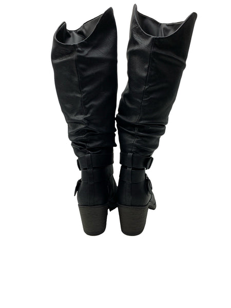 Journee Women’s Late Riding Collection Buckle Black Tall Boot Round Toe Size 10M