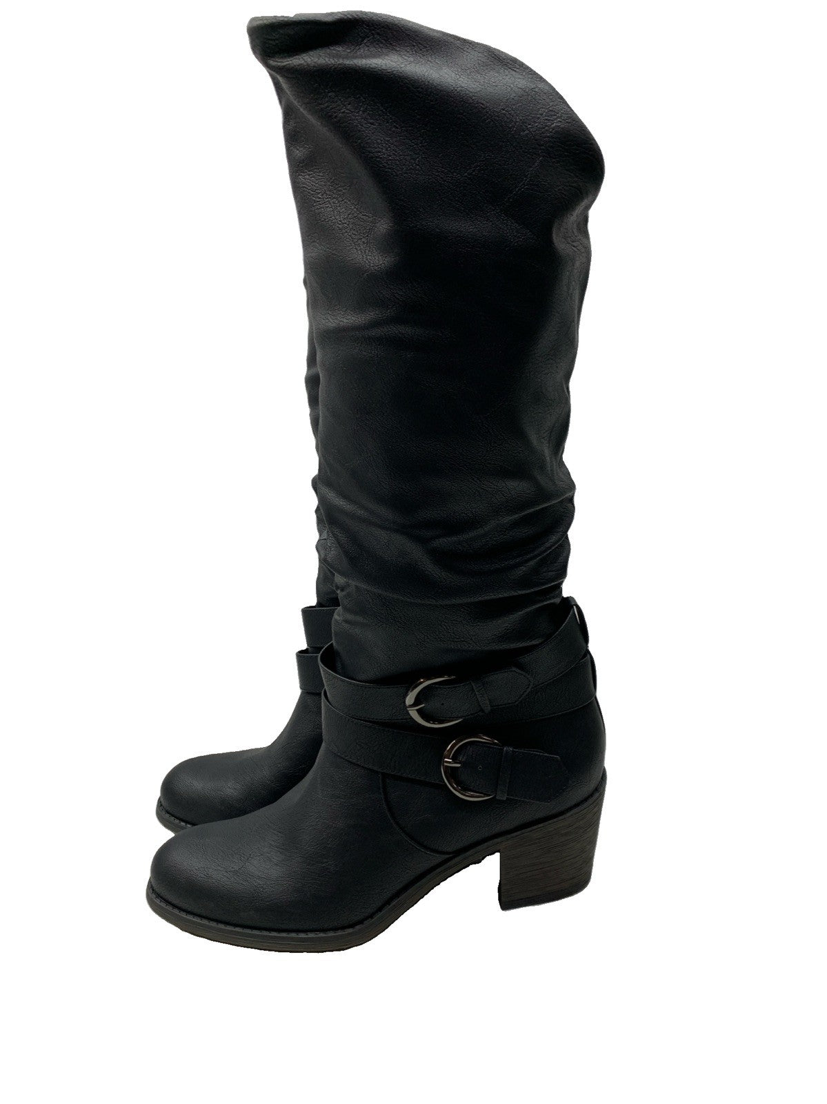 Journee Women’s Late Riding Collection Buckle Black Tall Boot Round Toe Size 10M