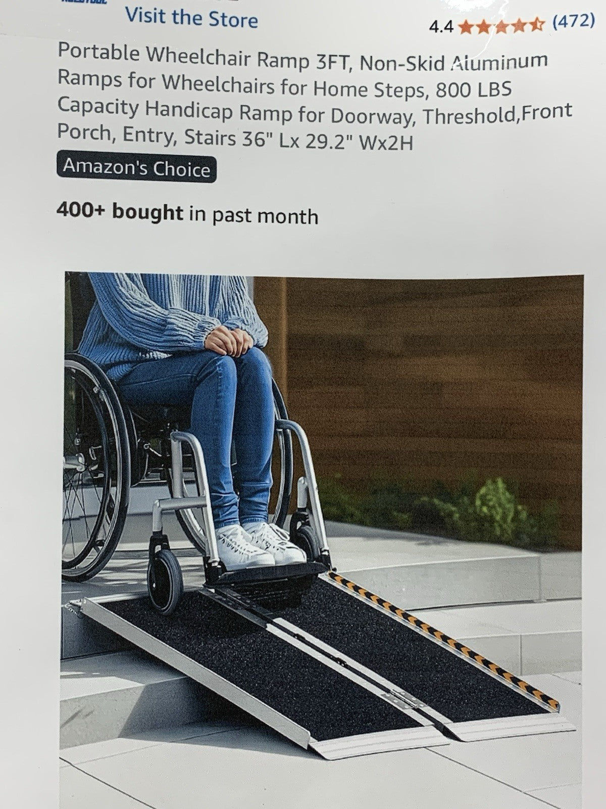 Portable Wheelchair Ramp 3FT, Non-Skid Aluminum Ramps for Wheelchairs for Home