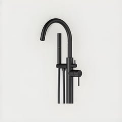 Ryuwanku Freestanding Bathtub Faucet Matte Black Tub Filler Floor Mount Free Sta