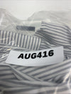 417 by Van Heusen Men's 32-33 Long Sleeve Button Down Shirt White/Gray Striped