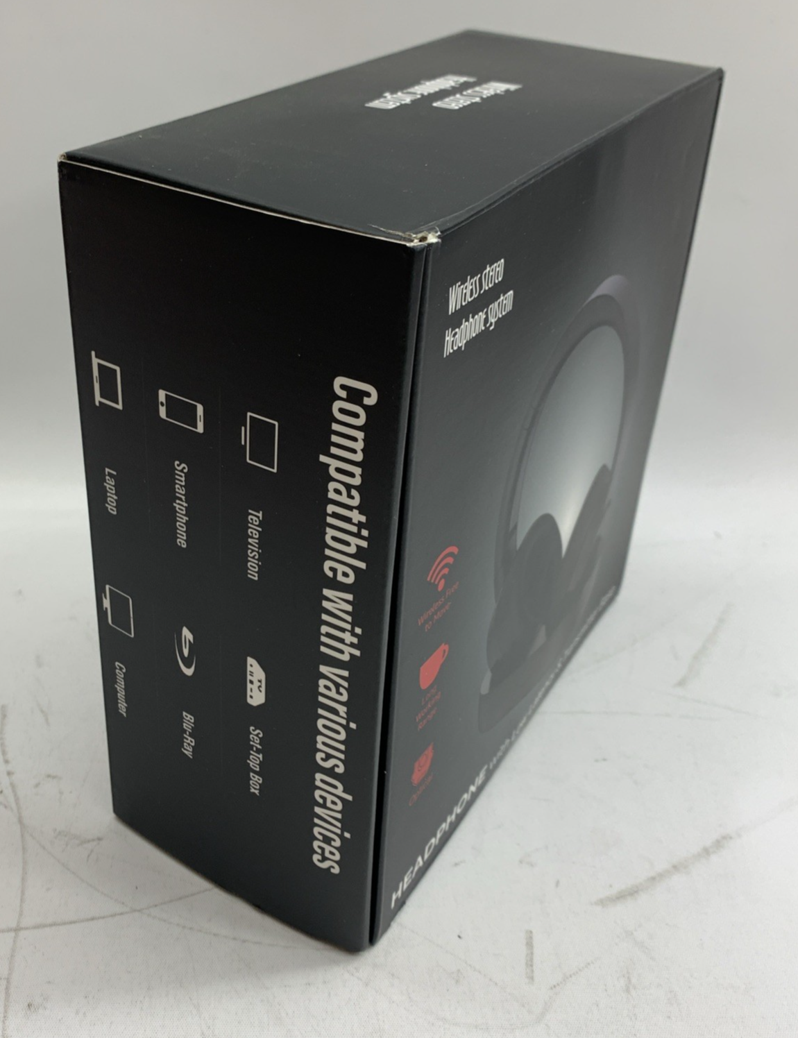 Wireless Headphones Black 4 TV Watching TV with Low Latency & Transmitter Base