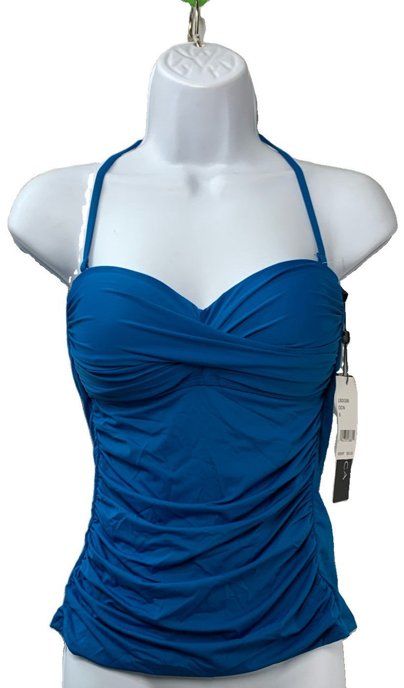 La Blanca Island Goddess Bandeau Tankini Swimsuit Top Women's Ocean - Size 6