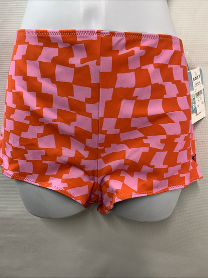 Roxy Checked Out Reversible Shortie Full Bikini Bottom Reversible Size Large