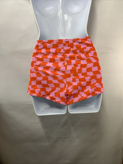 Roxy Checked Out Reversible Shortie Full Bikini Bottom Reversible Size Large