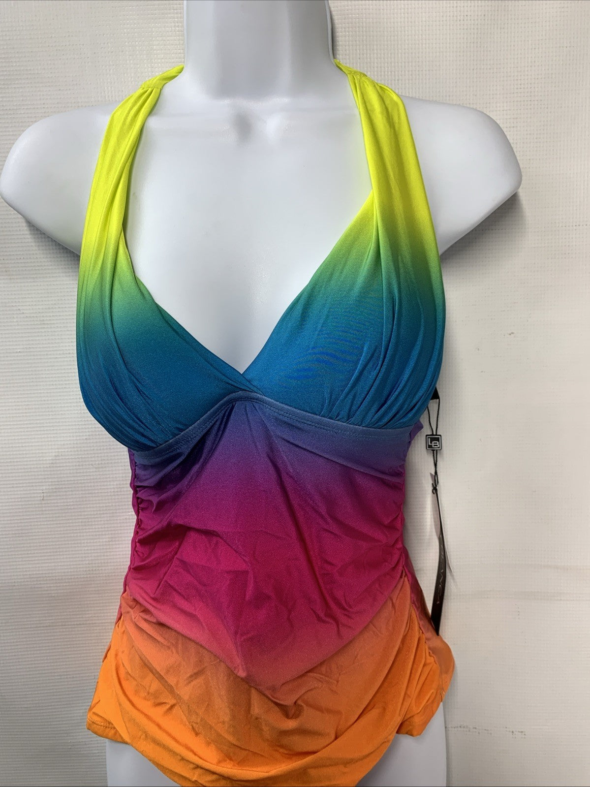 La Blanca Women's V-Neck Halter Tankini Swimsuit Top Swimwear Full Coverage 6