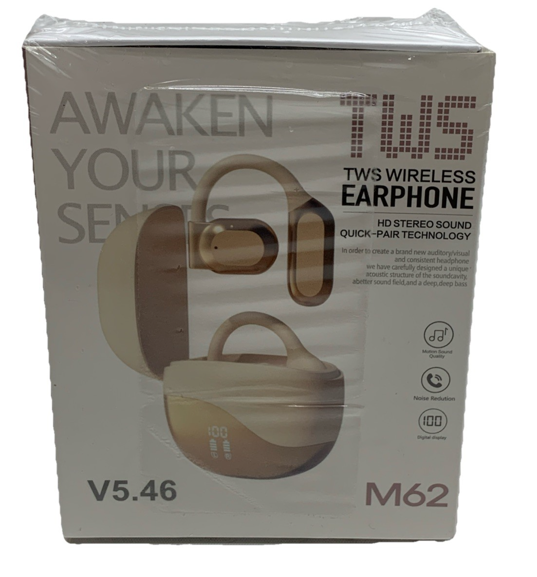 TWS M62 V5.46 Wireless Earbuds Bluetooth Headphone with Case HD Stereo Sound