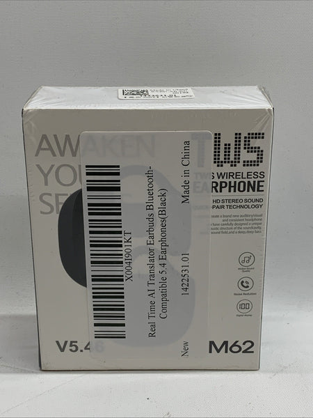 TWS Wireless Earbud Earphones HD Stereo Sound M62 Bluetooth V5.46 7-8H Black
