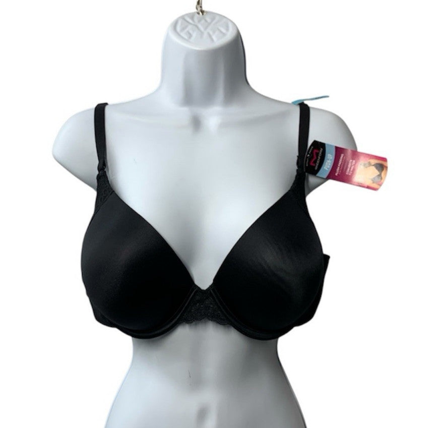 Maidenform Women Underwire Bra Natural Boost Demi Push-Up T-Shirt Bras 40C Black