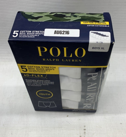 Polo Ralph Lauren Boys' Cotton Stretch Boxer Briefs 4D-Flex Size XL - 5 PACK