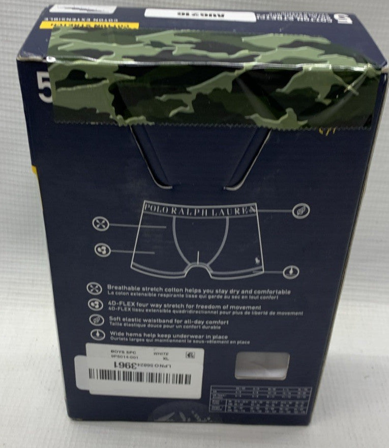Polo Ralph Lauren Boys' Cotton Stretch Boxer Briefs 4D-Flex Size XL - 5 PACK