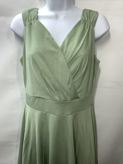 GRACE KARIN Sleeveless Wrap V-Neck A-line Bridesmaid Cocktail Dress Green Size S