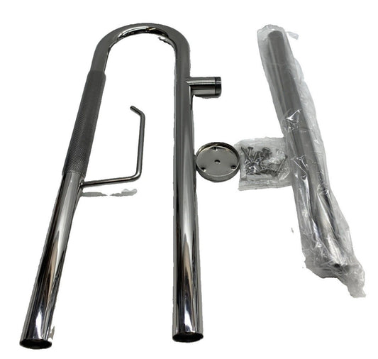 Zynuhmo Toilet Grab Bar w/Leg 24x27.5 Knurled Stainless with Toilet Paper Holder