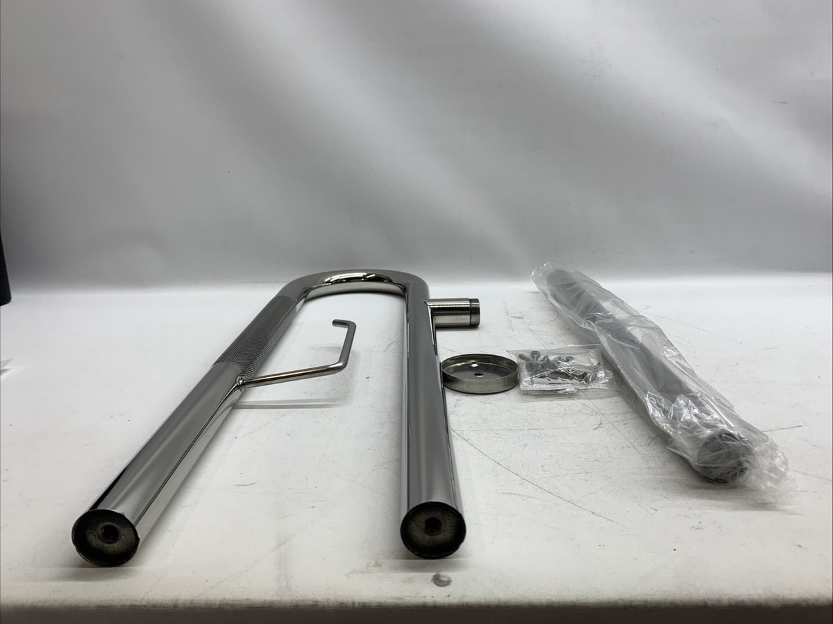 Zynuhmo Toilet Grab Bar w/Leg 24x27.5 Knurled Stainless with Toilet Paper Holder