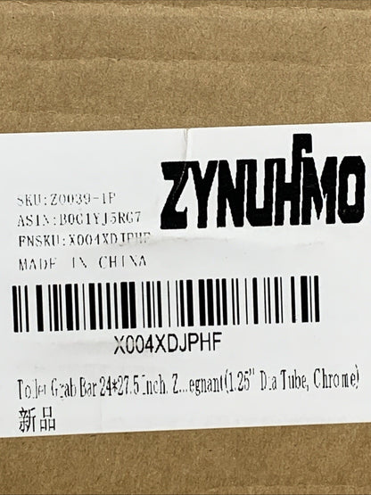 Zynuhmo Toilet Grab Bar w/Leg 24x27.5 Knurled Stainless with Toilet Paper Holder