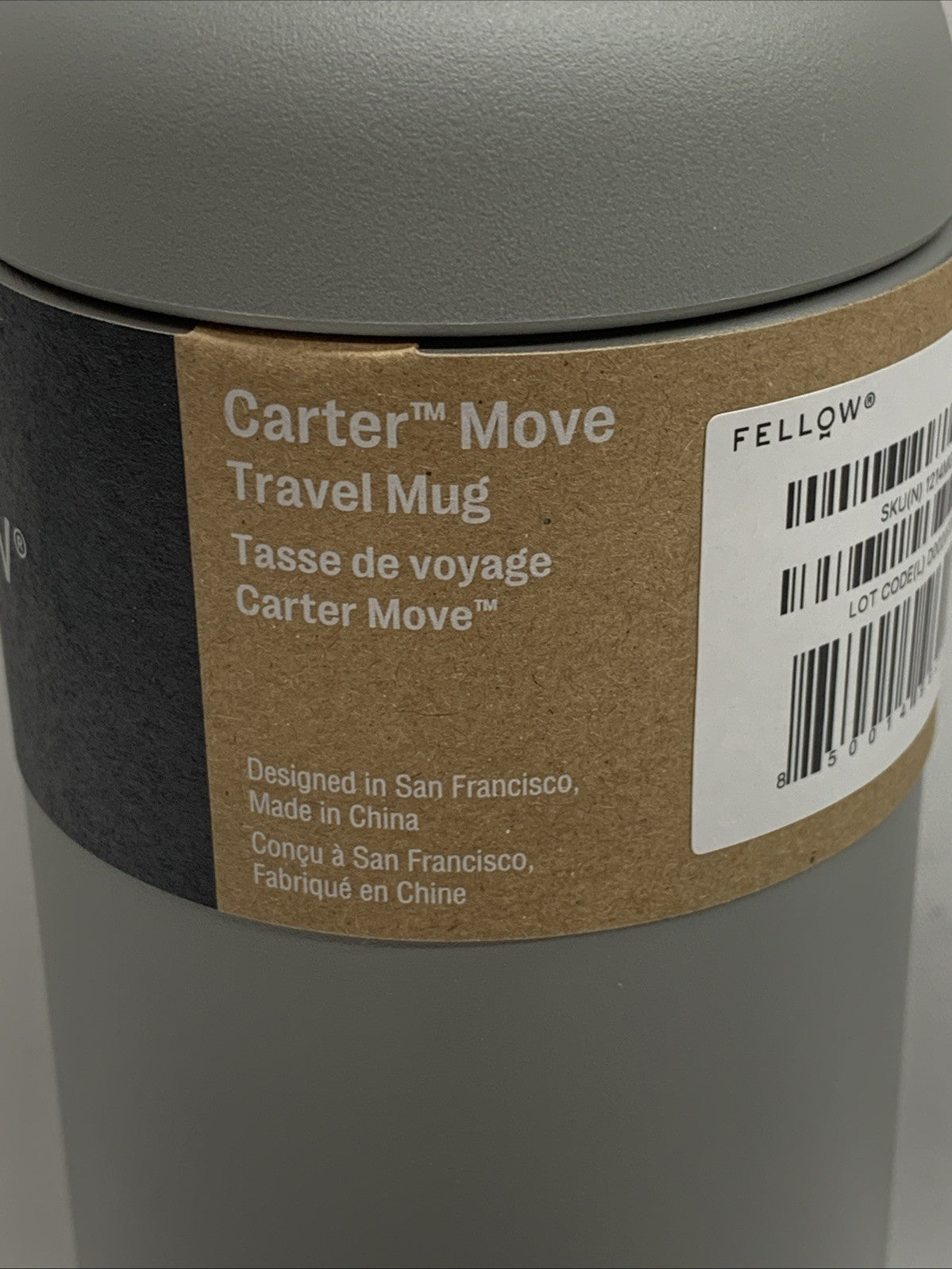 Fellow 16oz Carter Move Travel Mug Vacuum Insulated Tumbler Stainless Matte Grey
