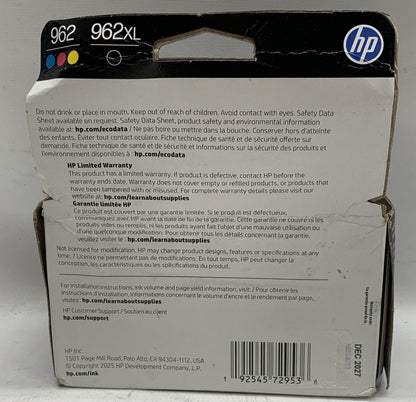 HP 962XL High Yield Black & HP 962 Cyan/Magenta/Yellow Ink Cartridge - 4 Pack
