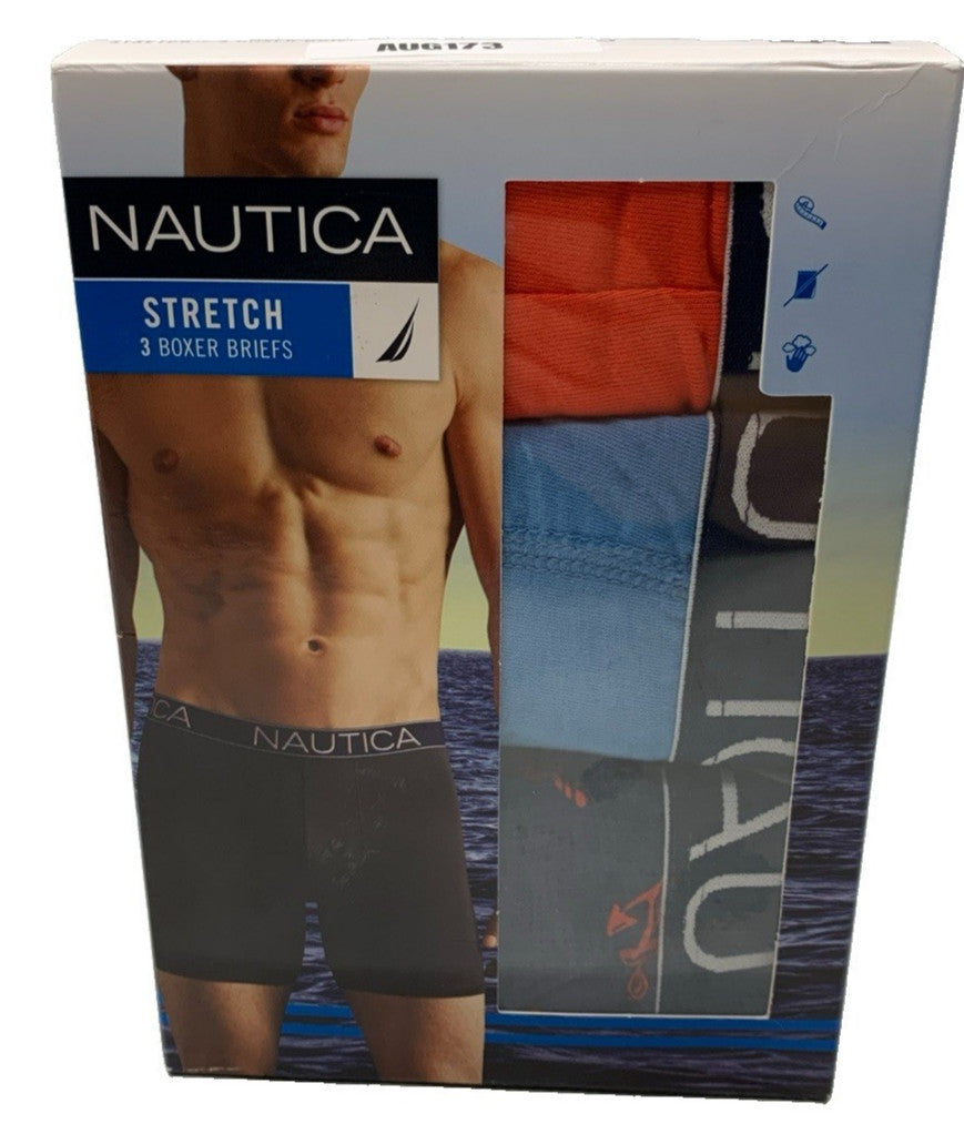 Nautica Stretch Men's Boxer Brief Underwear Soft Classic Size L 36-38 - 3 PACK